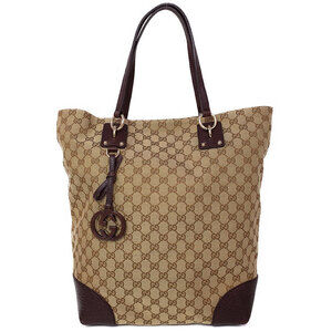 Gucci Beige Ebony GG Canvas Charm Tote Bag Brown